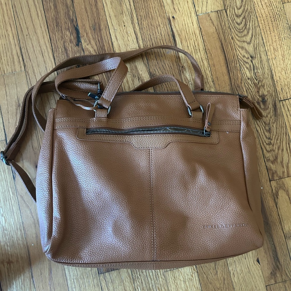 Pebbled Leather Shoulder Bag in Cognac Brown